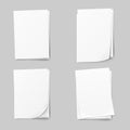 Stack of blank papers set. Realistic Collection white sheet of paper. Royalty Free Stock Photo