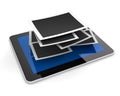 Stack of blank picture frames on a tablet Royalty Free Stock Photo