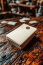 A stack of blank, textured notecards rests on a rustic wooden table, hinting at potential stories and ideas Royalty Free Stock Photo