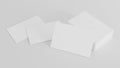 Stack of blank white business card, namecard mockup on white background, promote company brand, 3D rendering Royalty Free Stock Photo