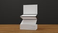 Stack of blank white business card, namecard mockup on wood table, promote company brand, 3D rendering