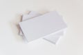 Stack of blank white business cards. Mockup business cards on white background with clipping path Royalty Free Stock Photo