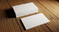 Stack of blank white business cards on rustic wooden surface image 1 Royalty Free Stock Photo