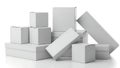 Stack of Blank White Cardboard Boxes isolated on white background packaging shipping Royalty Free Stock Photo