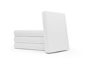 Stack of blank white hardcover books template mock-up on white background