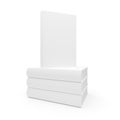 Stack of blank white hardcover books template mock-up on white background