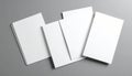 Stack of Blank White Paper Cards and Brochures Overlapping on Gray Surface image photo Royalty Free Stock Photo