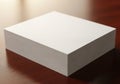 Stack of blank, white paper sheets on a polished wooden surface Royalty Free Stock Photo