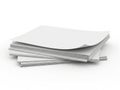 Stack of blank white paper and spiral-bound notebooks on a flat surface Royalty Free Stock Photo