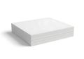 A stack of blank white paper squares on a white background ready for notes Royalty Free Stock Photo