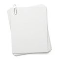 Stack of blank white papers held together with a paperclip Royalty Free Stock Photo