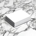 Blank White Paper Stack on Marble Background Royalty Free Stock Photo