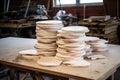 stack of blank wood slices ready to be painted