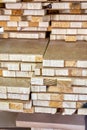 Stack of block boards made of wooden planks and MDF in carpentry Royalty Free Stock Photo