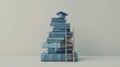 The stack of blue books. AI generated Royalty Free Stock Photo