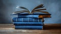 The stack of blue books.AI generated image Royalty Free Stock Photo