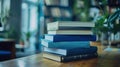Stack of Blue Books.AI generated image Royalty Free Stock Photo