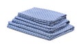 Stack of blue cotton bedding