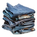 Stack of blue denim clothes