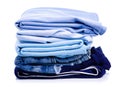 Stack blue folded clothing