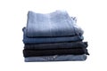 Stack of blue jeans