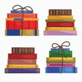 Bundle of books, a stack of books in a cartoon flat style isolated on a wh ite background Royalty Free Stock Photo