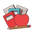 Stack of books with apple fruit icon Royalty Free Stock Photo