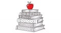 Stack of Books with Apple Illustration Royalty Free Stock Photo