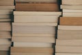 Stack of books background. Row of books as background for design. Education and wisdom concept. Old vintage books background. Royalty Free Stock Photo
