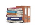 Stack of books and binders isolated on white background Royalty Free Stock Photo