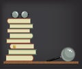 Stack of books on blackboard Royalty Free Stock Photo