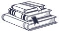 Stack of Books with Bookmark Outline, vector design Generative AI Royalty Free Stock Photo