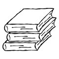 Books. Stack of books. Closed book without a title. Vector illustration. Simple hand drawing icon Royalty Free Stock Photo