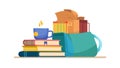 Stack of Books and Coffee in Bag Icon, Study, Learning, or Education, vector design Generative AI Royalty Free Stock Photo