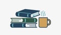 A stack of books with a coffee mug beside it symbolizing the latenight study sessions typical of striving for academic Royalty Free Stock Photo