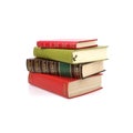 Stack of books in colour covers with white sheets Royalty Free Stock Photo