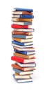 Stack of books in colour covers with white sheets Royalty Free Stock Photo