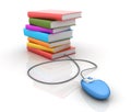 Stack of books with Computer Mouse Royalty Free Stock Photo