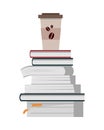 Stack of Books with Cup of Coffee