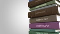 Pile of books on EMBRYOLOGY, loopable 3D animation