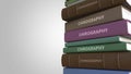 Pile of books on CHIROGRAPHY, 3D rendering Royalty Free Stock Photo