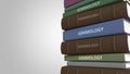 Pile of books on GEMMOLOGY, 3D rendering Royalty Free Stock Photo