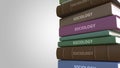 SOCIOLOGY title on the stack of books, conceptual 3D rendering