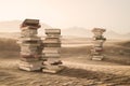 A Stack of Books in the Desert
