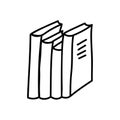 stack of books, education, pile of four books doodle style, knowledge symbol, thick black outline, isolated vector