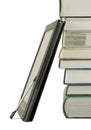 Stack of books and electronic book reader Royalty Free Stock Photo