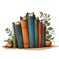 Stack of books with flowers. World book day, Education concept