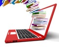 Stack Of Books Flying From Computer Royalty Free Stock Photo