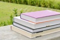 Stack of Books in The Garden Royalty Free Stock Photo