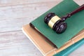 Stack of books and gavel on top Royalty Free Stock Photo